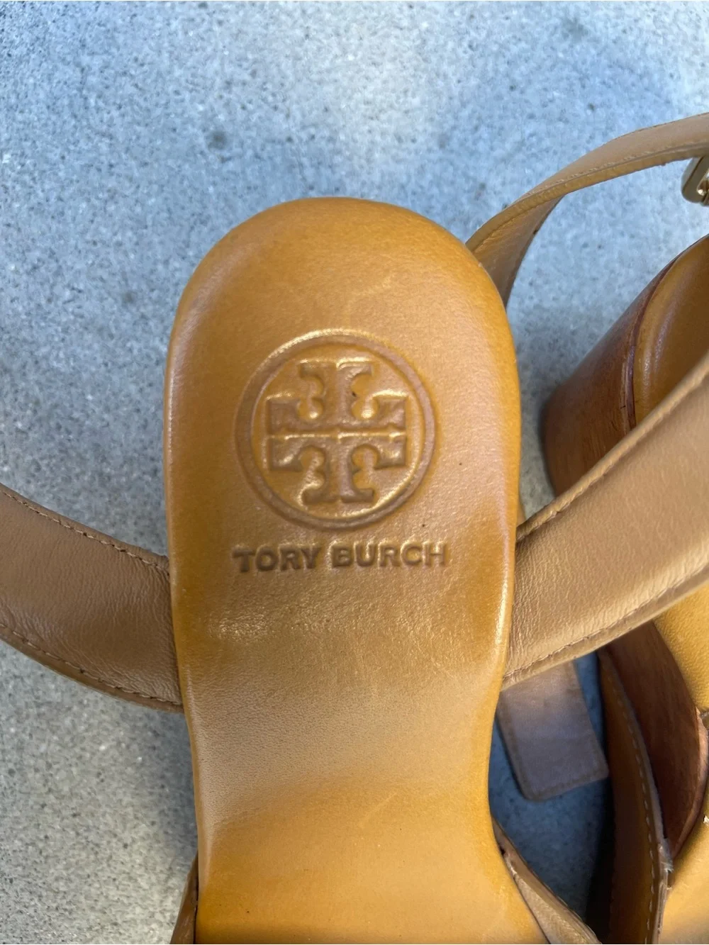 Tory Burch Almita Tan Leather Wedge Sandals 7.5